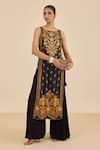 Buy Ritu Kumar Black Silk, Polyester Embroidery Boat Floral Pattern Straight Kurta Gharara Set at Aza Fashions Buy_Ritu Kumar_Black Silk, Polyester Embroidery Boat Floral Pattern Straight Kurta Gharara Set _at_Aza_Fashions