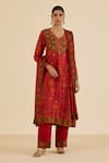 Buy Ritu Kumar Red Silk, Viscose Sequins, Embroidery Floral Print Straight Kurta Pant Set at Aza Fashions Buy_Ritu Kumar_Red Silk, Viscose Sequins, Embroidery Floral Print Straight Kurta Pant Set _at_Aza_Fashions