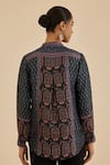 Shop_Ritu Kumar_Black Silk Mandarin Collar Paisley Print Shirt _at_Aza_Fashions