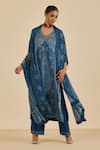 Buy Ritu Kumar Blue Silk Satin, Rayon, Crepe, Viscose, Chinon Floral Print And Kurta Set at Aza Fashions Buy_Ritu Kumar_Blue Silk Satin, Rayon, Crepe, Viscose, Chinon Floral Print And Kurta Set _at_Aza_Fashions