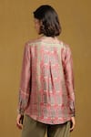 Shop Ritu Kumar Pink Silk Embroidery Collared, Mandarin Floral Print Shirt at Aza Fashions Shop_Ritu Kumar_Pink Silk Embroidery Collared, Mandarin Floral Print Shirt _at_Aza_Fashions