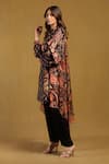Buy_Ritu Kumar_Black Silk Collared Floral Print Asymmetric Shirt Tunic _Online_at_Aza_Fashions