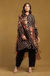 Buy_Ritu Kumar_Black Silk Collared Floral Print Asymmetric Shirt Tunic _at_Aza_Fashions