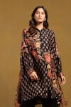 Shop_Ritu Kumar_Black Silk Collared Floral Print Asymmetric Shirt Tunic _Online_at_Aza_Fashions