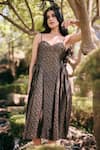 Buy Safaa Black Silk Embroidery Sweetheart Neck La Oree Floral Woven Dress Buy_Safaa_Black Silk Embroidery Sweetheart Neck La Oree Floral Woven Dress