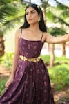 Buy_Safaa_Purple Silk Embroidery Square Neck Le Temps Des Fleurs Woven Dress _Online_at_Aza_Fashions
