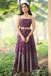 Shop_Safaa_Purple Silk Embroidery Square Neck Le Temps Des Fleurs Woven Dress _Online_at_Aza_Fashions