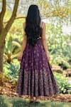 Safaa_Purple Silk Embroidery Square Neck Le Temps Des Fleurs Woven Dress _Online_at_Aza_Fashions