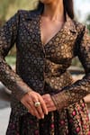 Shop_Safaa_Black Silk Embroidery, Zari La Belle Lueur Baroque Blazer With Skirt _Online_at_Aza_Fashions