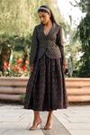 Safaa_Black Silk Embroidery, Zari La Belle Lueur Baroque Blazer With Skirt _at_Aza_Fashions