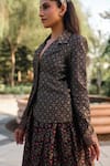 Buy_Safaa_Black Silk Embroidery, Zari La Belle Lueur Baroque Blazer With Skirt 