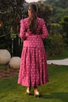Safaa_Magenta Silk Embroidery, Zari La Belle De Jour Woven Blazer And Skirt Set _Online_at_Aza_Fashions