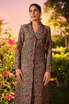 Buy Safaa Green Silk Embroidery V-neck, Collared Le Jardin Damour Woven Jacket And Pant Set Online at Aza Fashions Buy_Safaa_Green Silk Embroidery V-neck, Collared Le Jardin Damour Woven Jacket And Pant Set _Online_at_Aza_Fashions