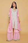 Buy SAKSHI GIRRI Pink Georgette Sequins, Stones, Beads Floral Print Kaftan And Bell Bottom Pant Set at Aza Fashions Buy_SAKSHI GIRRI_Pink Georgette Sequins, Stones, Beads Floral Print Kaftan And Bell Bottom Pant Set_at_Aza_Fashions