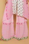Shop SAKSHI GIRRI Pink Georgette Sequins, Stones, Beads Floral Print Kaftan And Bell Bottom Pant Set Online at Aza Fashions Shop_SAKSHI GIRRI_Pink Georgette Sequins, Stones, Beads Floral Print Kaftan And Bell Bottom Pant Set_Online_at_Aza_Fashions