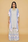 Buy_SAKSHI GIRRI_Ivory Georgette Sequins, Stones, Beads Floral Printed Kaftan And Sharara Set_Online_at_Aza_Fashions