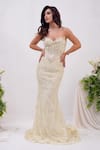 Buy_Shourya Gatha_Off White Chantelle, Lace Beads, Crystals, Sequins, Chantilly Mermaid Gown 