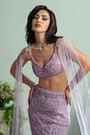 Shourya Gatha_Purple Net, Tulle Beads, Crystals, Celestial Bloom Embroidered Lehenga Set _at_Aza_Fashions