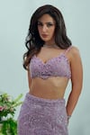 Buy_Shourya Gatha_Purple Net, Tulle Beads, Crystals, Celestial Bloom Embroidered Lehenga Set 