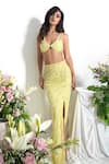 Buy_Shourya Gatha_Yellow Net, Tulle Beads, Crystals, Sequins Butter Embroidered Lehenga Set _Online_at_Aza_Fashions