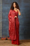 Buy_Swatee Singh_Red Georgette Sequins Sweetheart Neck Pre-stitched Saree With Blouse _at_Aza_Fashions