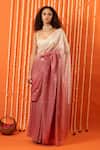 Buy_Swatee Singh_Pink Sequins Square Neck Ombre Pre-stitched Saree With Blouse _at_Aza_Fashions
