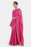 Kora_Fuchsia , , Embroidery, Floral Dori Saree And Blouse _at_Aza_Fashions