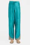 Shop_Kora_Teal Silk, Chanderi Embroidery, Beads, Sequins Dori Pants _at_Aza_Fashions
