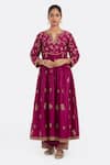 Buy_Kora_Fuchsia Chanderi Silk Embroidery, Beads, Sequins Dori Pants _at_Aza_Fashions