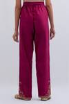Shop_Kora_Fuchsia Chanderi Silk Embroidery, Beads, Sequins Dori Pants _at_Aza_Fashions