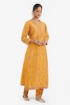 Buy_Kora_Yellow Silk, Chanderi Embroidery, Beads, Sequins Dori Salwar _at_Aza_Fashions