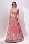 Shop Samyukta Singhania Pink Tissue Embroidery, Sequins, Zari Sweetheart Neck Lehenga Set Online at Aza Fashions Shop_Samyukta Singhania_Pink Tissue Embroidery, Sequins, Zari Sweetheart Neck Lehenga Set _Online_at_Aza_Fashions