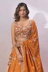 Buy Samyukta Singhania Orange Tissue Embroidery, Sequins Sweetheart Neck, Square Lehenga Blouse Set Buy_Samyukta Singhania_Orange Tissue Embroidery, Sequins Sweetheart Neck, Square Lehenga Blouse Set