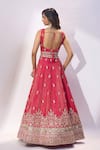 Shop Samyukta Singhania Pink Silk Embroidery, Sequins, Zari, Stones V-neck, Square Butti Lehenga Set at Aza Fashions Shop_Samyukta Singhania_Pink Silk Embroidery, Sequins, Zari, Stones V-neck, Square Butti Lehenga Set _at_Aza_Fashions