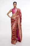 Buy Ekaya Banaras Red Silk Zari, Metallic Thread Floral Pattern Handwoven Saree at Aza Fashions Buy_Ekaya Banaras_Red Silk Zari, Metallic Thread Floral Pattern Handwoven Saree _at_Aza_Fashions