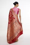 Shop Ekaya Banaras Red Silk Zari, Metallic Thread Floral Pattern Handwoven Saree at Aza Fashions Shop_Ekaya Banaras_Red Silk Zari, Metallic Thread Floral Pattern Handwoven Saree _at_Aza_Fashions
