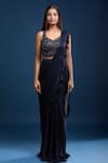 Buy Samyukta Singhania Blue Chinon Ruffles, Beads, Sequins, Pre-draped Saree And Embroidered Blouse at Aza Fashions Buy_Samyukta Singhania_Blue Chinon Ruffles, Beads, Sequins, Pre-draped Saree And Embroidered Blouse _at_Aza_Fashions