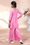 Shop Petite Pomme Pink Rayon Embroidery Kurta With Sharara at Aza Fashions Shop_Petite Pomme_Pink Rayon Embroidery Kurta With Sharara _at_Aza_Fashions
