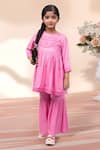 Shop Petite Pomme Pink Rayon Embroidery Kurta With Sharara Online at Aza Fashions Shop_Petite Pomme_Pink Rayon Embroidery Kurta With Sharara _Online_at_Aza_Fashions