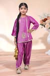 Buy_Petite Pomme_Mauve Embroidery, Sequins Butti Work Kurta Tulip Pant Set _at_Aza_Fashions