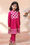 Buy_Petite Pomme_Pink Rayon Lace, Metallic Thread Embroidered Kurta With Pant _at_Aza_Fashions