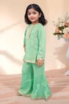 Petite Pomme_Green Rayon Gota Patti, Lace, Metallic Thread, Embroidered Kurta With Sharara _at_Aza_Fashions