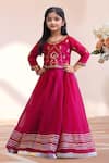 Buy_Petite Pomme_Magenta Net Gota Patti, Metallic Thread, Zari Work Lehenga With Blouse _at_Aza_Fashions