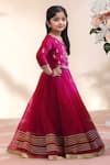 Buy_Petite Pomme_Magenta Net Gota Patti, Metallic Thread, Zari Work Lehenga With Blouse _Online_at_Aza_Fashions