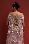 Shop_Moledro_Pink Tissue Sequins, Embroidery, Fabric Lila Floral Blouse With Lehenga _at_Aza_Fashions