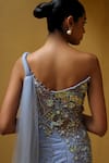 Shop_Moledro_Blue Net, Chiffon Sequins, Beads, Mirrors One Mirae Embroidered Draped Gown _Online_at_Aza_Fashions
