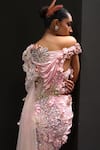 Moledro_Pink Lycra, Net Sequins, Beads, Solai Embellished Butterfly Embroidered Gown _at_Aza_Fashions