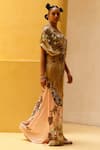 Moledro_Multi Color Lycra Beads, Sequins, Stones, Embroidery Amani Draped Dress _Online_at_Aza_Fashions