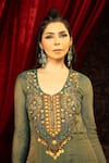 Buy_Sonia Baderia_Green Chanderi, Tissue Beads, Sequins, Hand Embroidered Anarkali With Dupatta _Online_at_Aza_Fashions