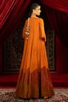 Shop_Sonia Baderia_Orange Chanderi, Tissue Sequins, Beads, Metallic Hand Embroidered Gold Anarkali _at_Aza_Fashions
